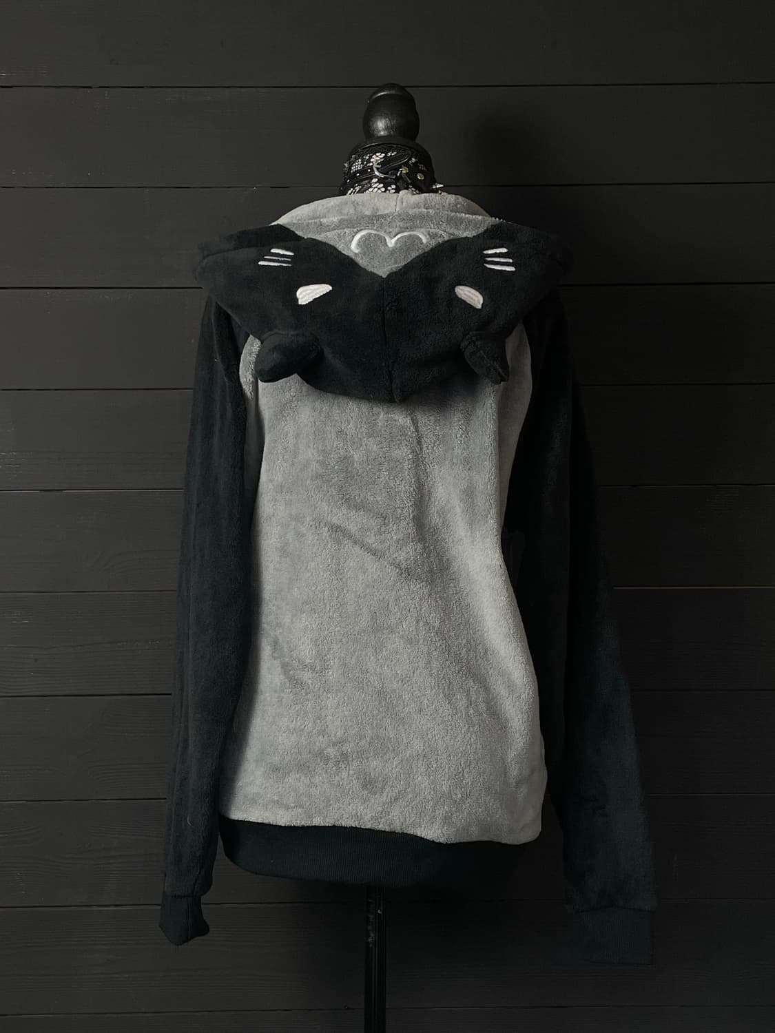 JPN 네코미미 나그랑 블랙 그레이 후드집업 상품이미지3