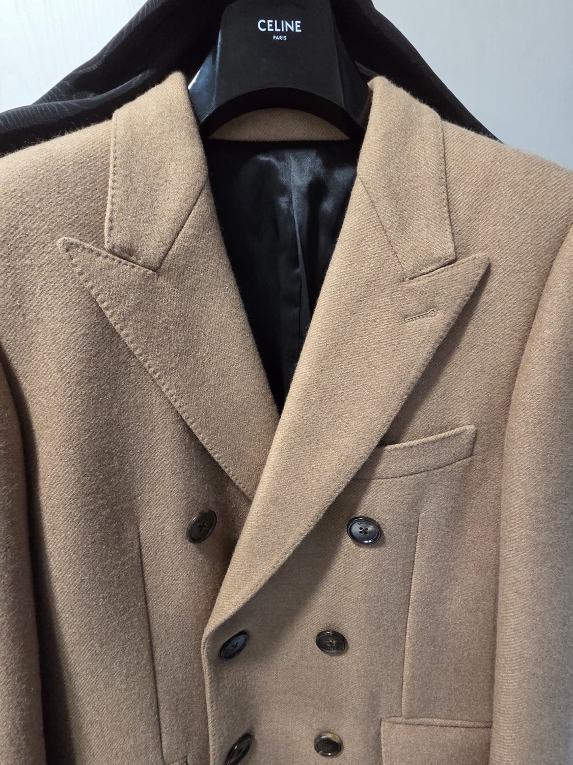 셀린느 카멜 100% 더블 브레스티드 코트 44 사이즈! 상품이미지2