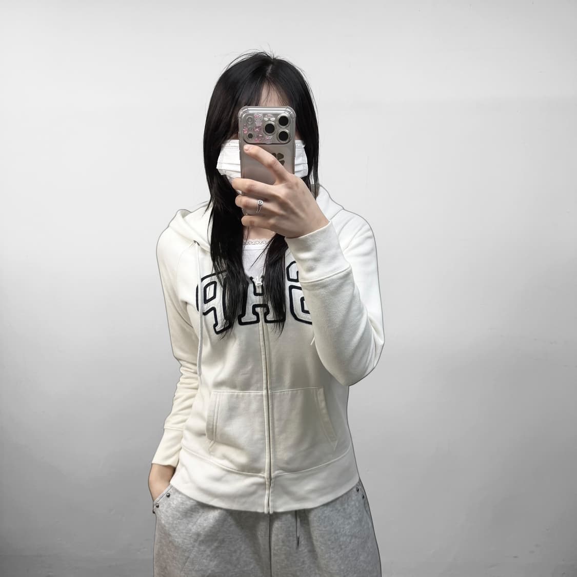 갭 Gap 스펠 로고 후드집업 화이트 상품이미지1