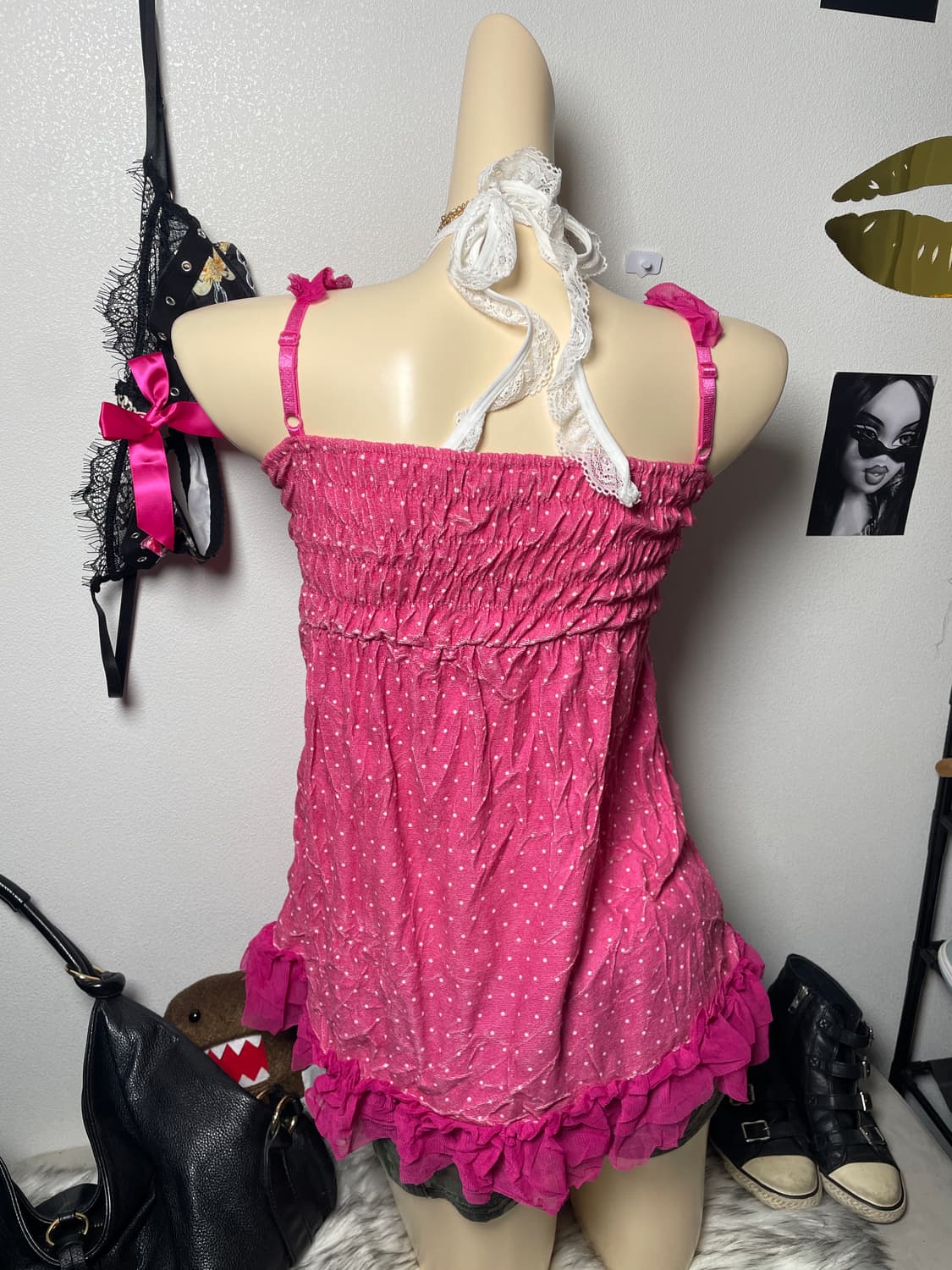 핑크 도트 슬리브리스 상품이미지2