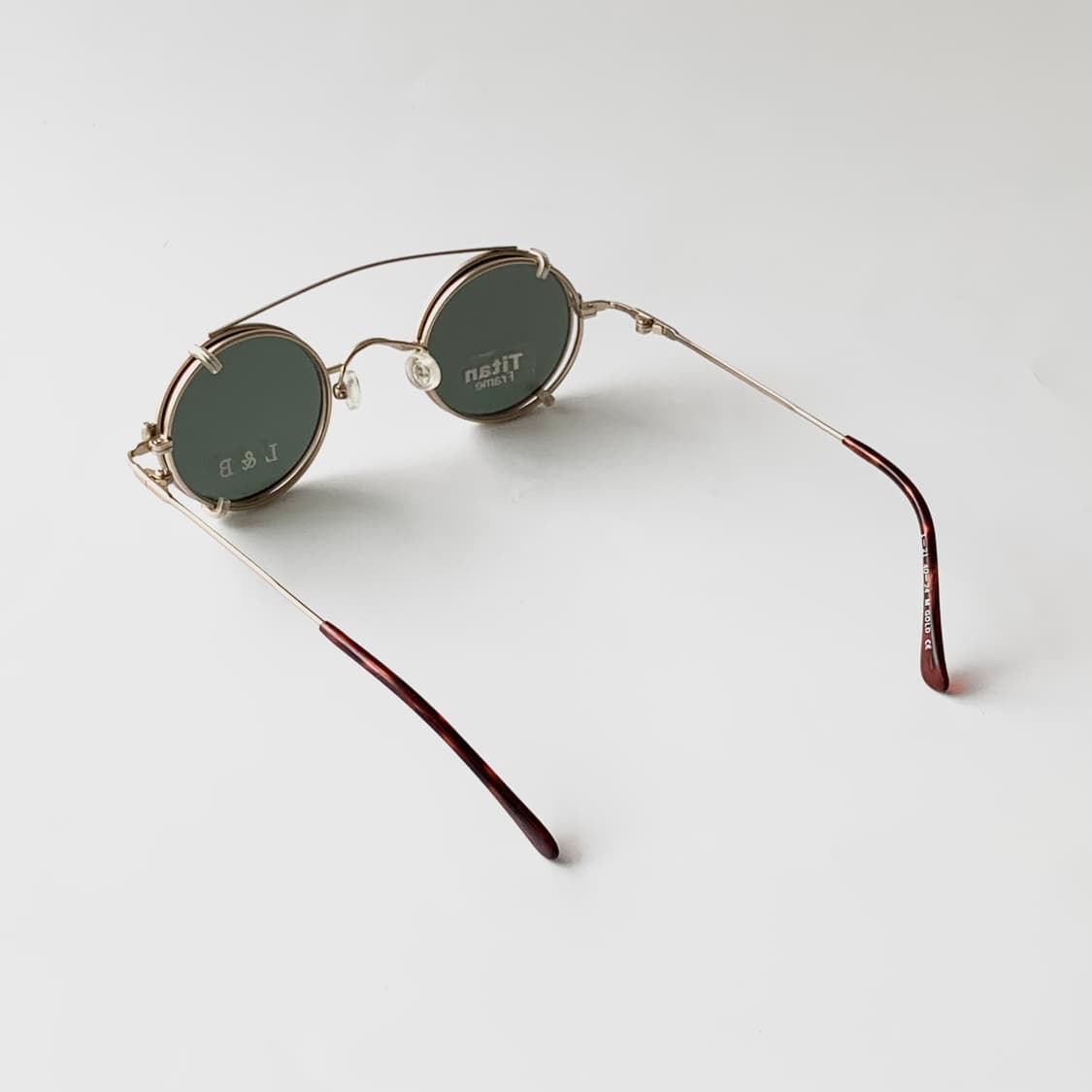 898 골드 티탄 라운드 메탈 투웨이 안경 선글라스 Y2K 슬림 초경량 상품이미지6