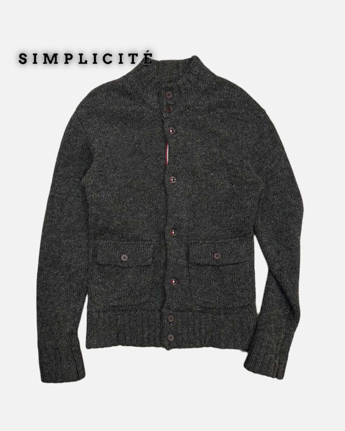 SIMPLICITE PLUS charcoal wool cardigan 상품이미지1