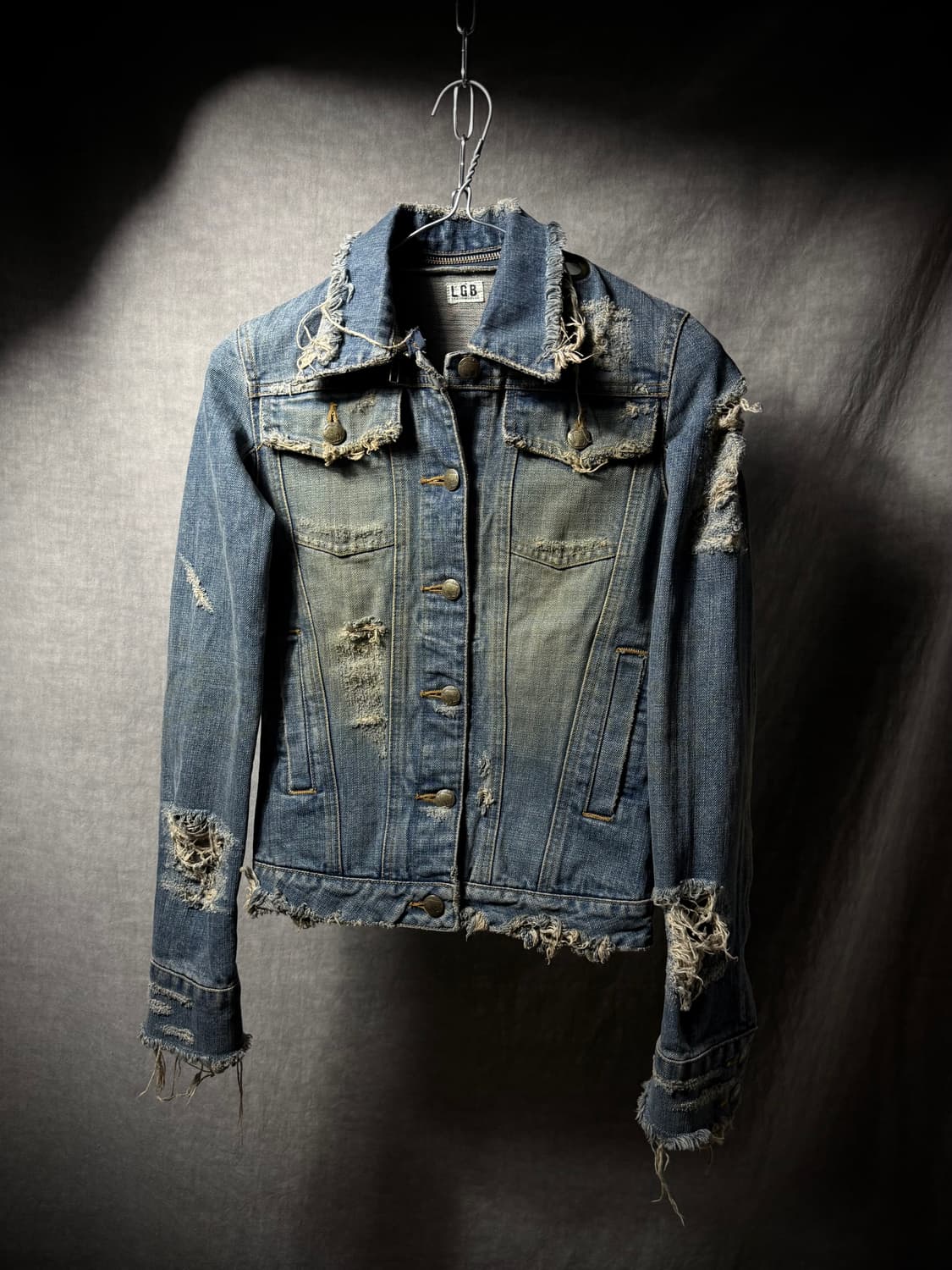 LGB Distressed Fringe Denim Jacket 상품이미지1