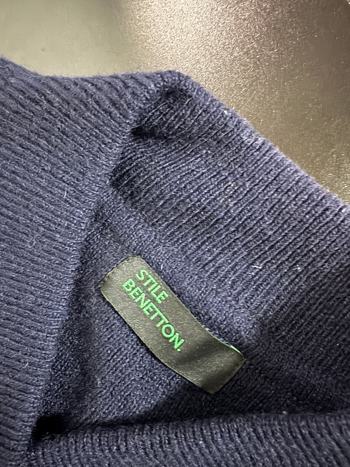 여성 베네통 뒷 프린팅 오버핏 롱 니트 가디건 F 네이비 상품이미지3