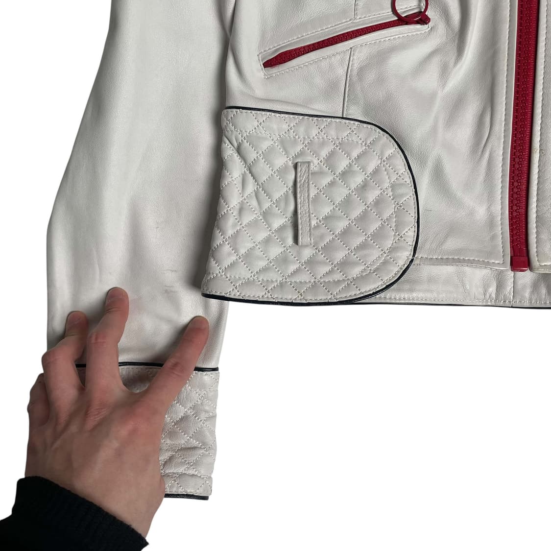 Dolce&gabbana 화이트 레더 퀼팅 벨트 자켓 상품이미지9