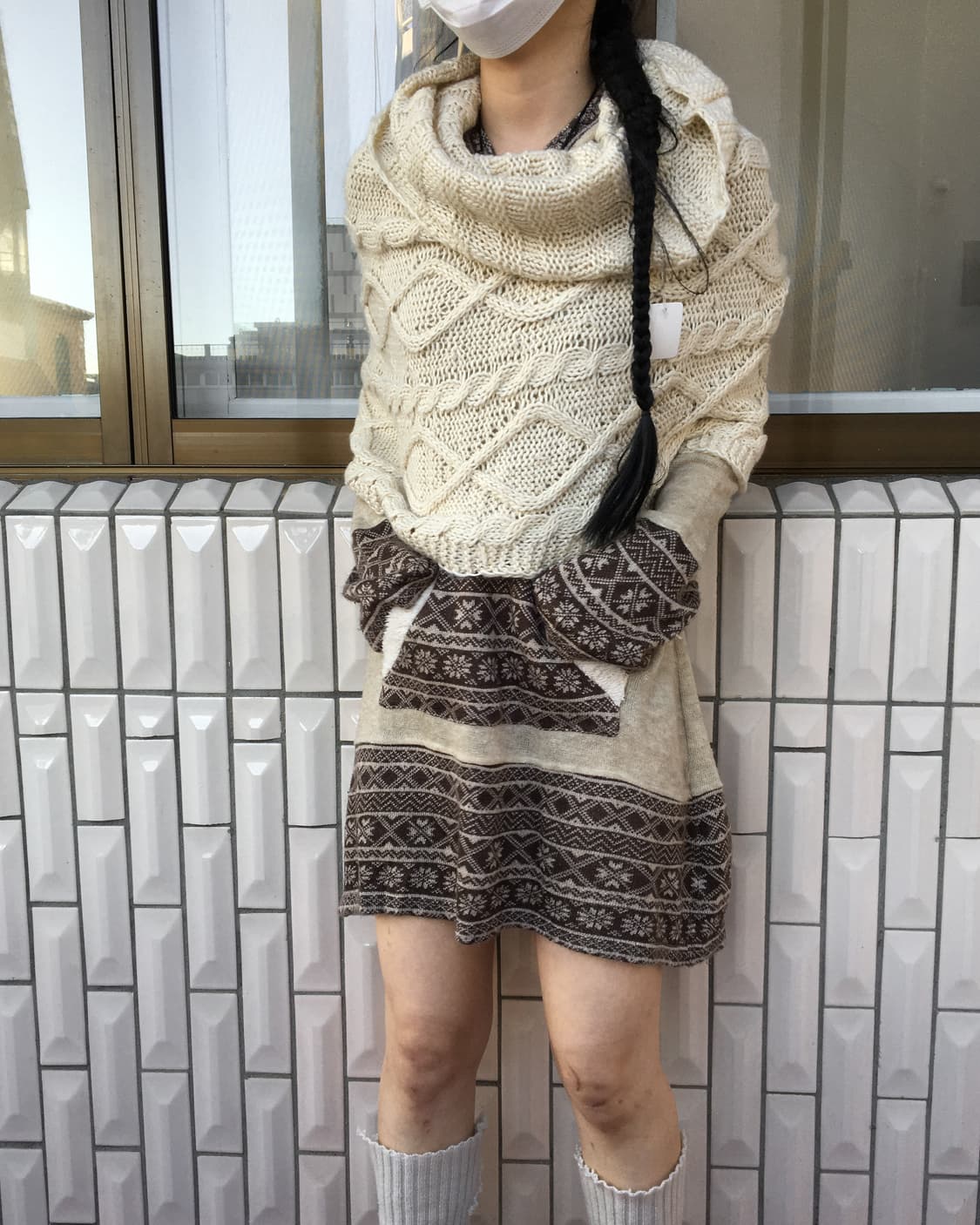 Cable pattern loose fit cape 상품이미지4