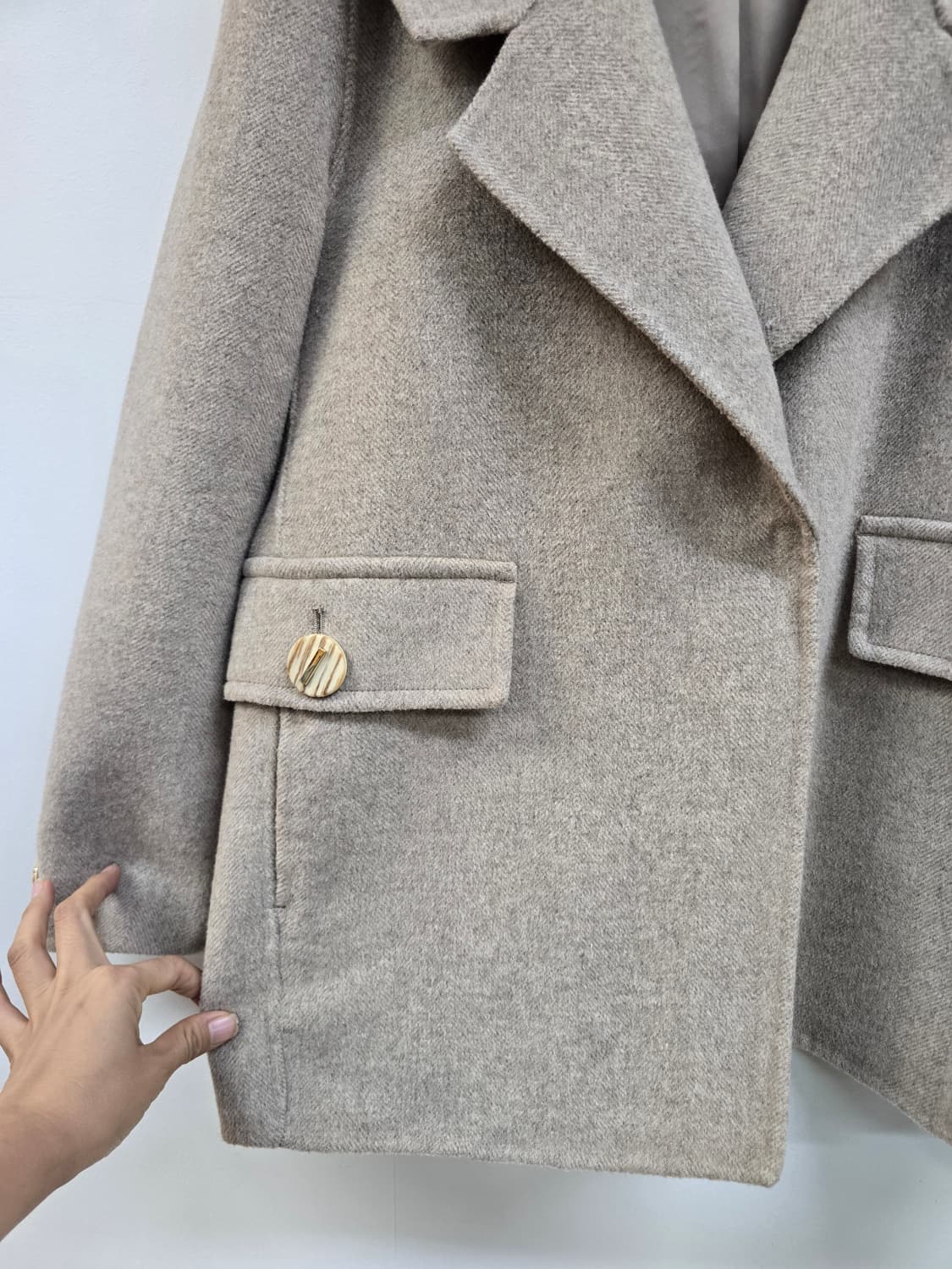 레니본 빅카라 아방핏 캐시미어 블랜딩 헤링본 코트 상품이미지4