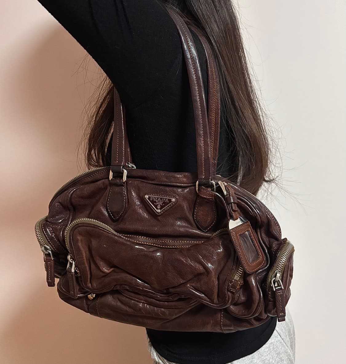 프라다 80-90s 레트로 빈티지 브라운 숄더백 아메리칸 빈티지 오네갸루 상품이미지1