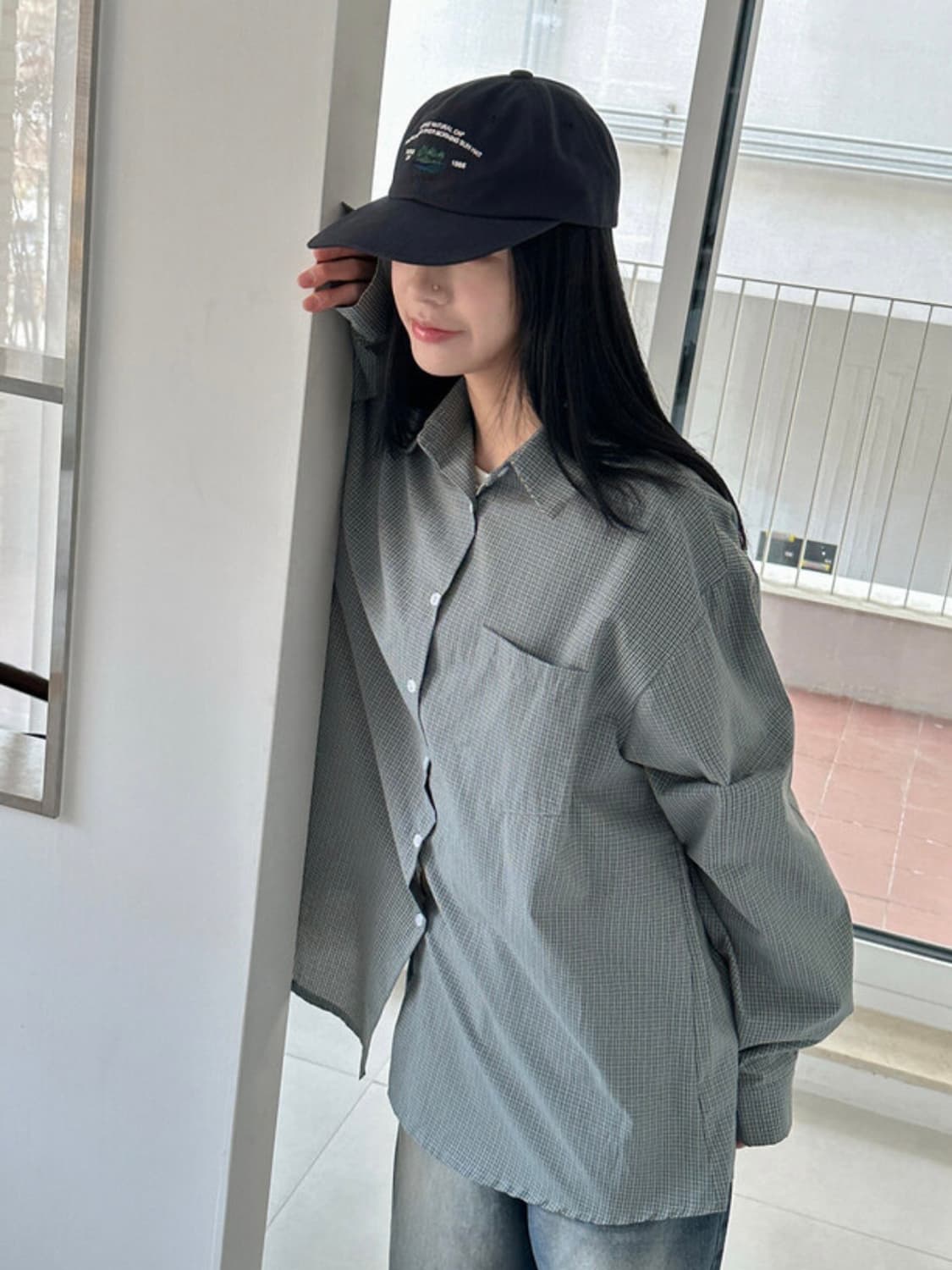 데일리쥬 오버핏 체크 셔츠 상품이미지3