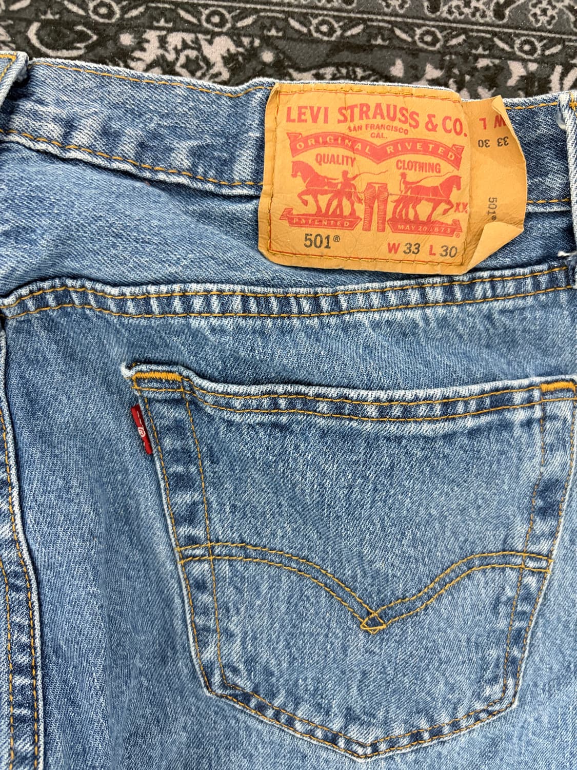 리바이스 501 연청 데님 33/30 상품이미지1