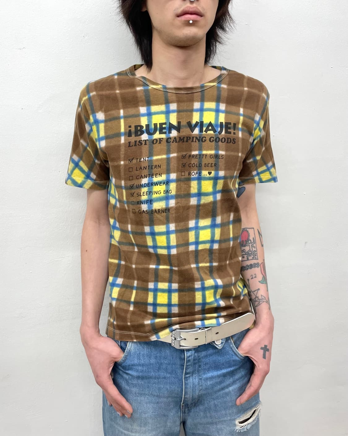 Brown and Yellow Checkered T-shirt  상품이미지3
