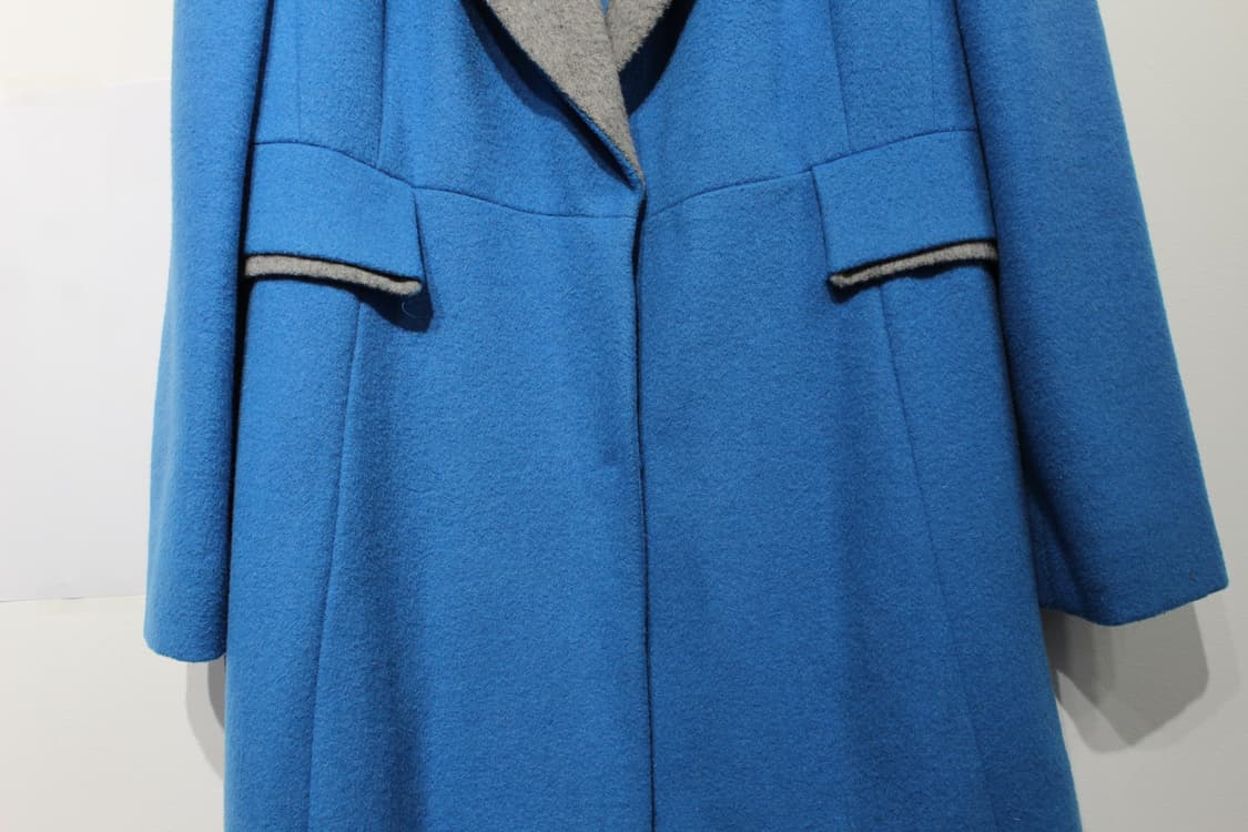 229. 블루 & 그레이 배색 울 코트 상품이미지4