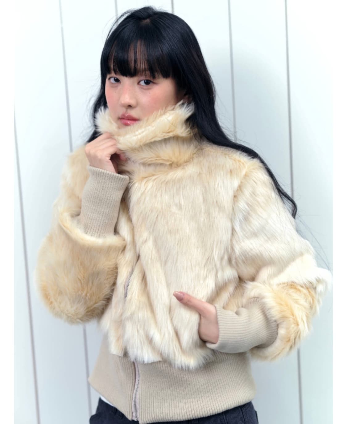 애즈온 오벨 퍼자켓 아이보리 상품이미지3