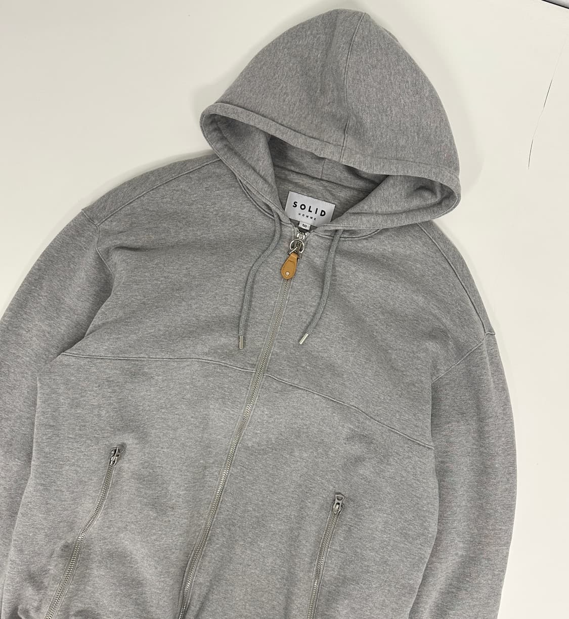 25f/w 그레이 레더 슬라이드 후드 집업(50) 상품이미지1