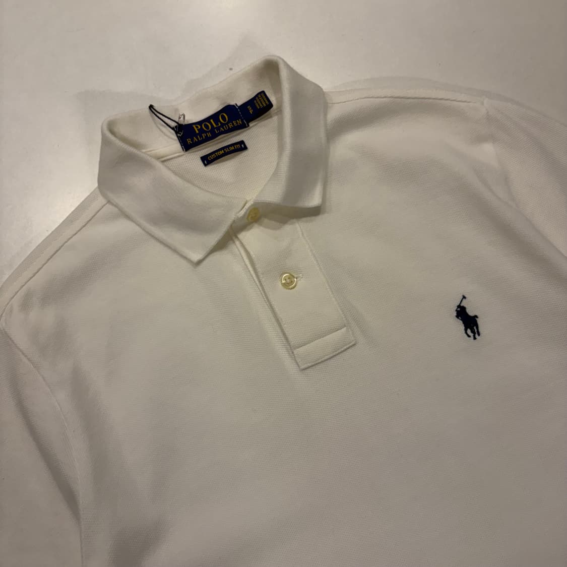 [S] 폴로 랄프로렌 커스텀 슬림 반팔 카라티 화이트 D631 상품이미지3