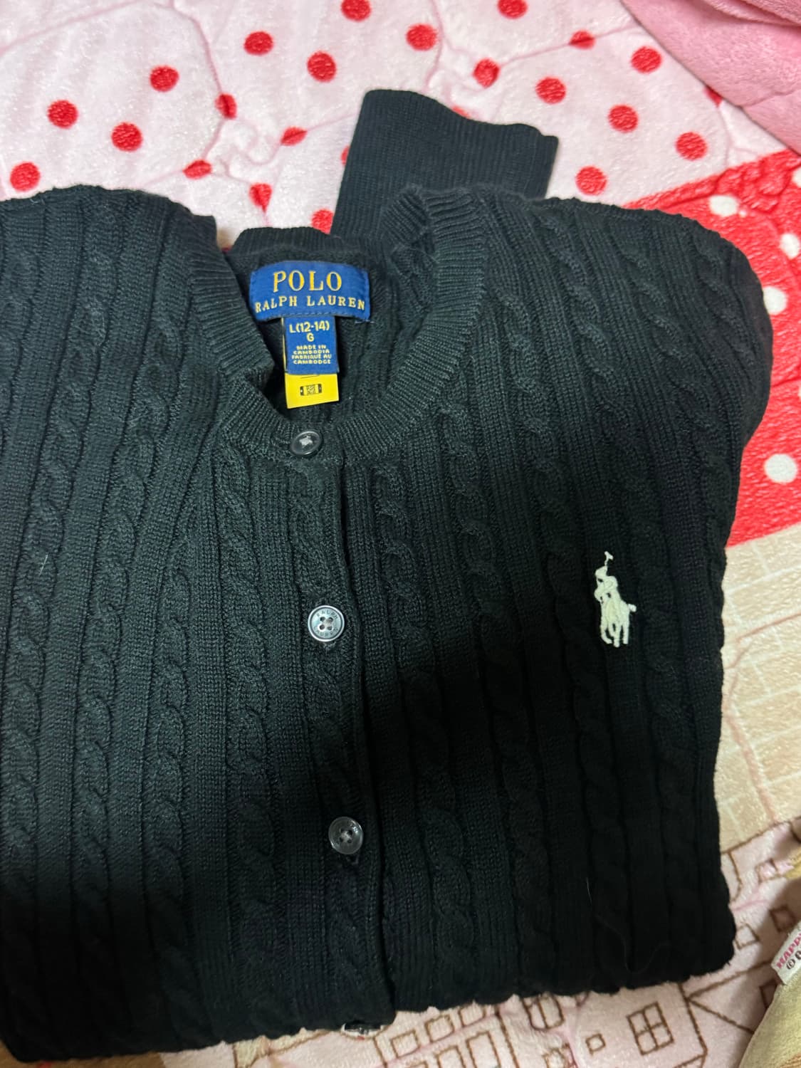 폴로 랄프로렌 걸즈 꽈배기 가디건 L(12-14) 블랙 상품이미지7