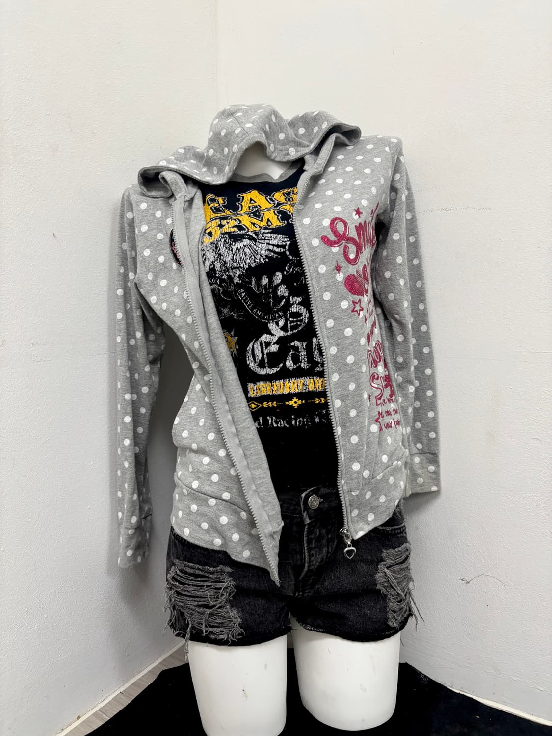 “Vintage” Dot Pattern Kitsch Print Hoode 상품이미지7