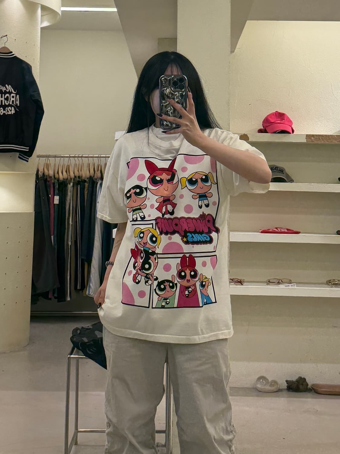 빈티지 파워퍼프걸 프린팅 반팔 티셔츠 U1598 상품이미지1