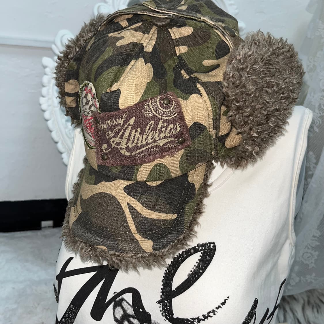 Y2K 밀리터리 퍼 캡 상품이미지2