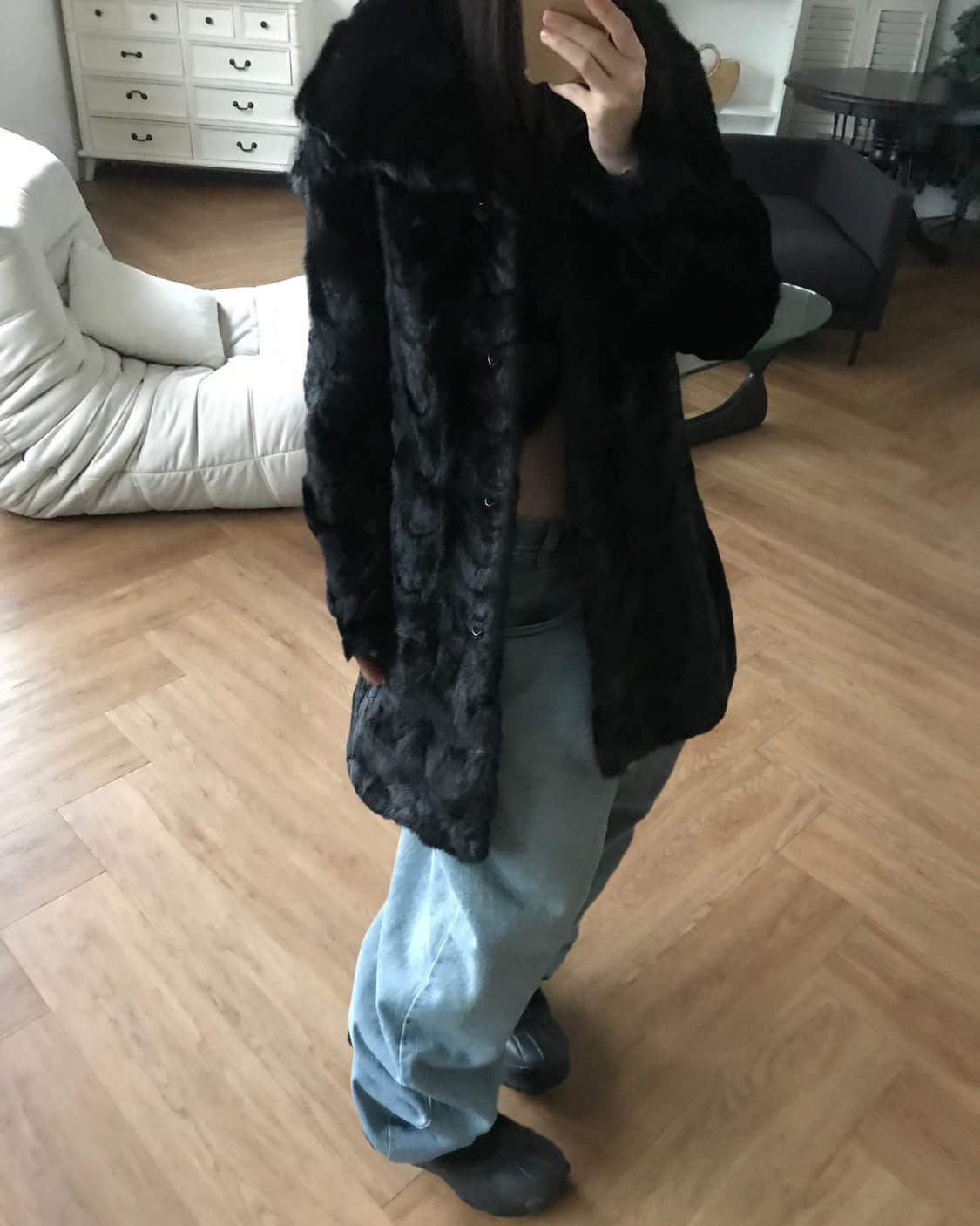 vintage black fur jacket 상품이미지4
