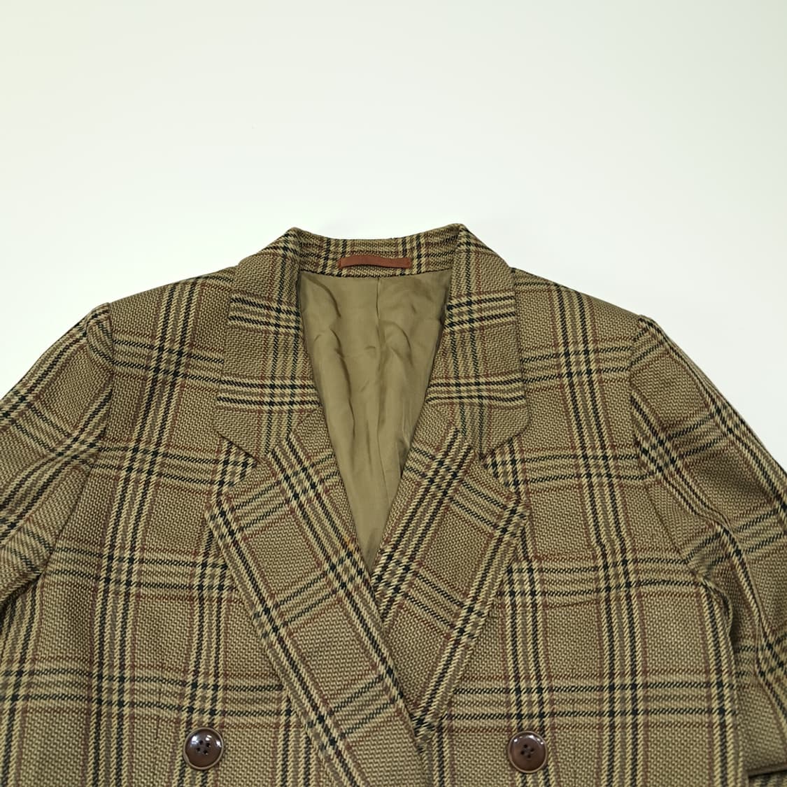 CL170 버버리 일본판 빈티지 울실크 글렌체크 베이지 자켓 상품이미지2