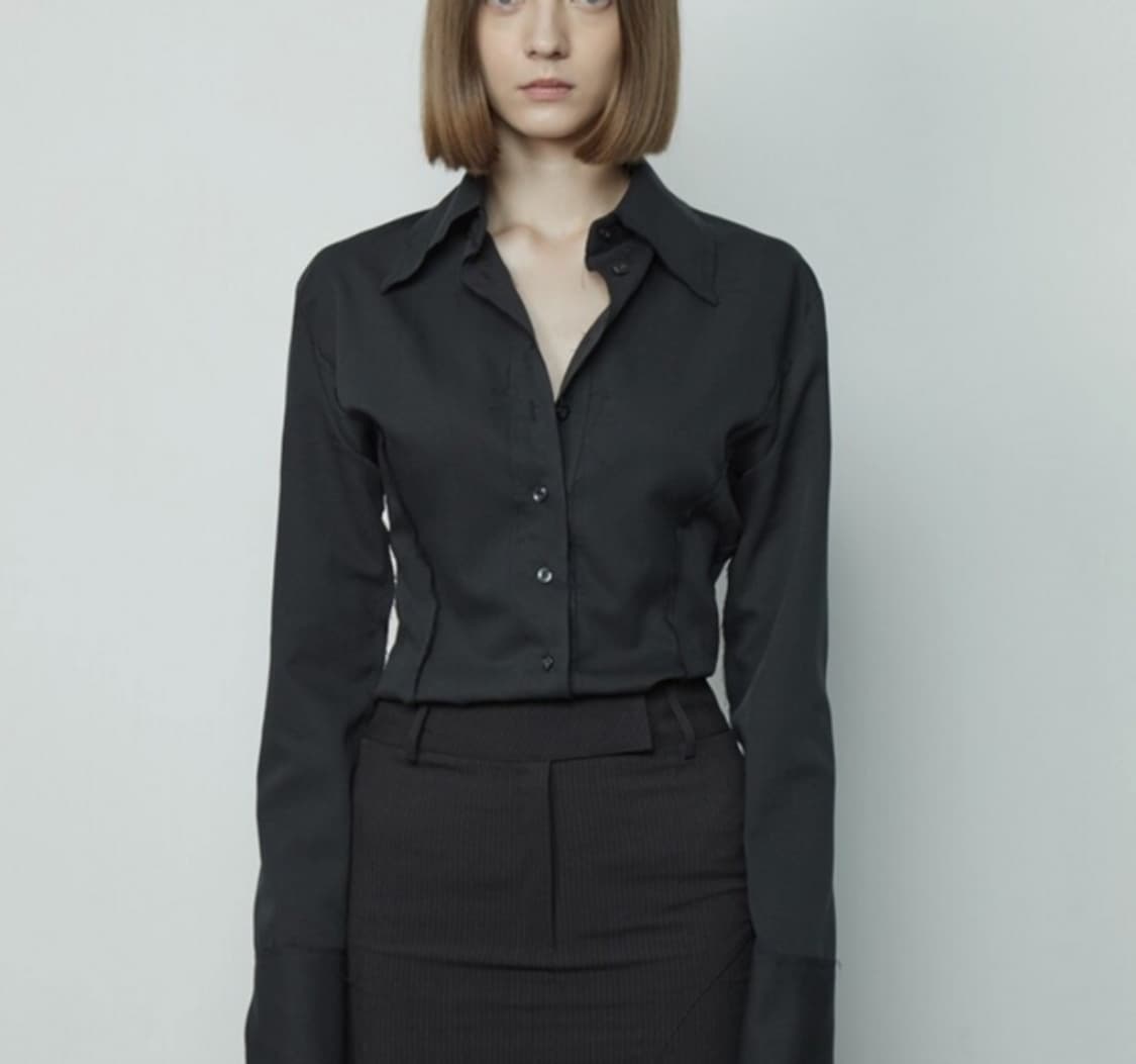 보헤미안서울 커팅 셔츠 블랙 상품이미지1