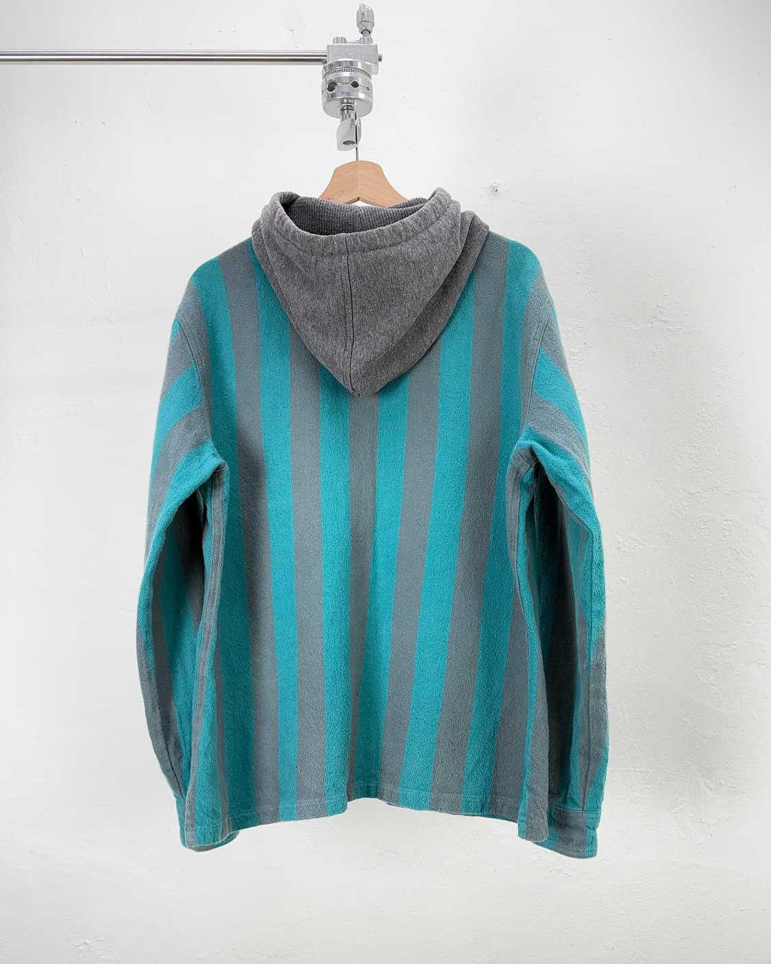 스투시 16fw 블루 스트라이프 후디 플란넬 셔츠 자켓 상품이미지6