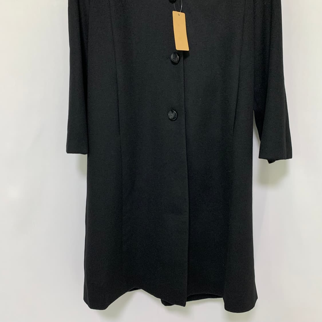 퓨어 캐시미어 100% 폭스 퍼 싱글 롱 코트 00s 블랙 빈티지 상품이미지4