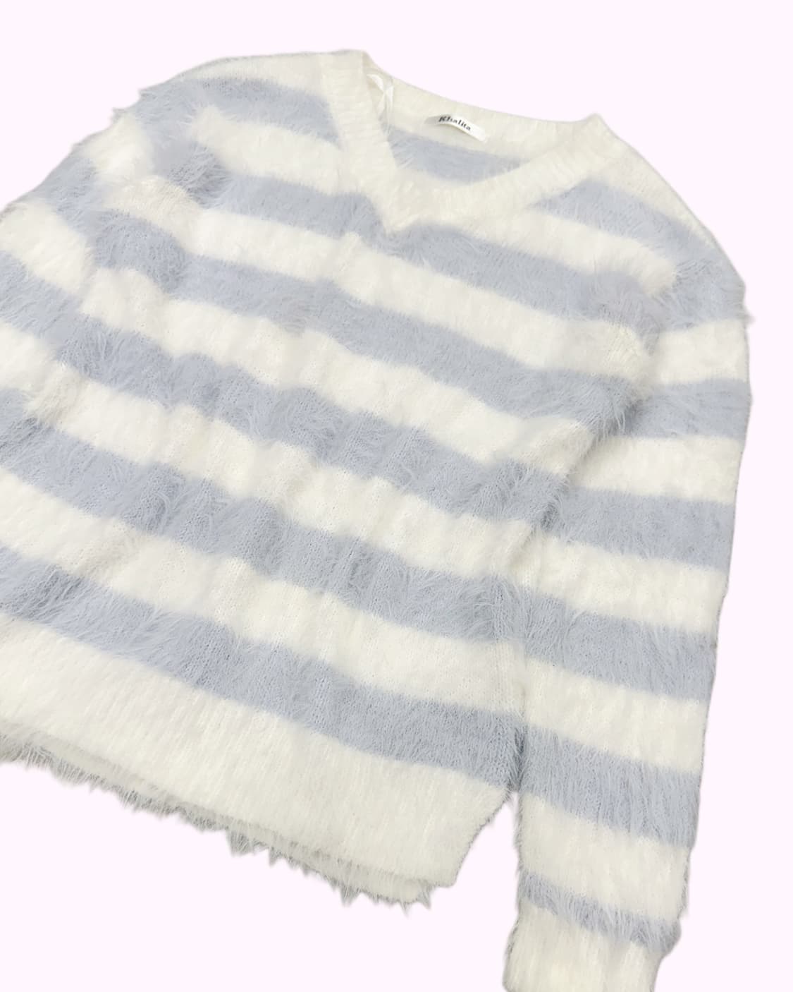 fluffy hairy blue stripe knit 상품이미지3