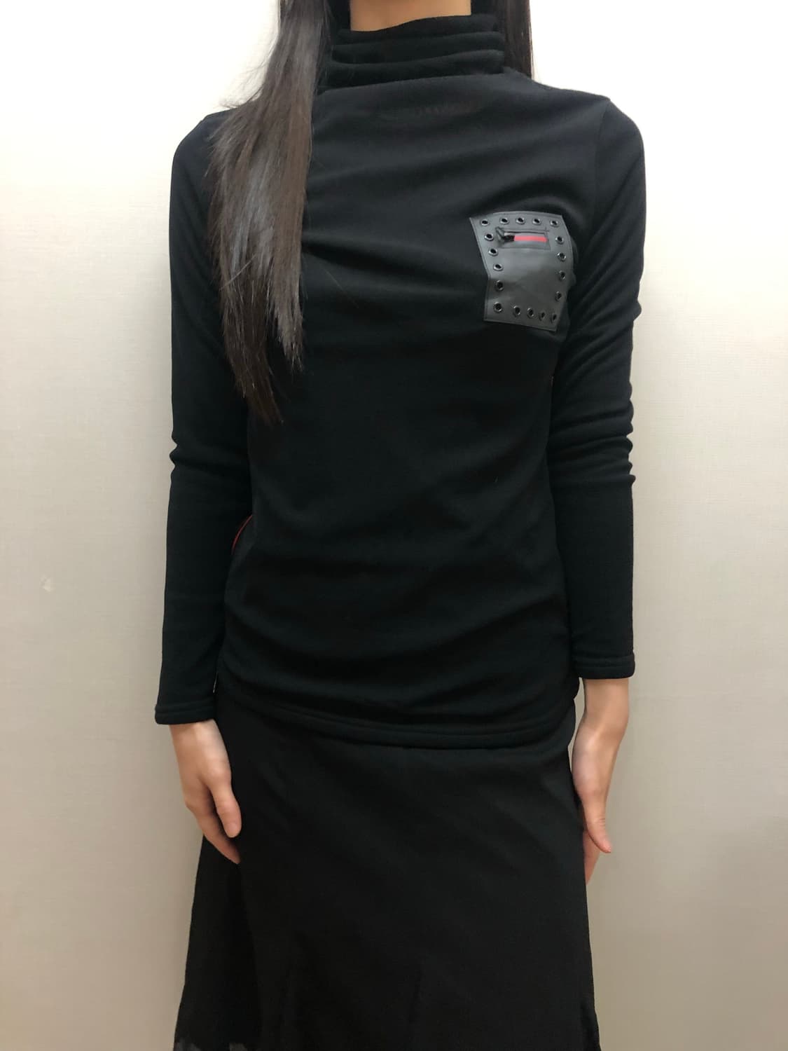 빈티지 블랙 펑크 하이넥 탑 상품이미지1