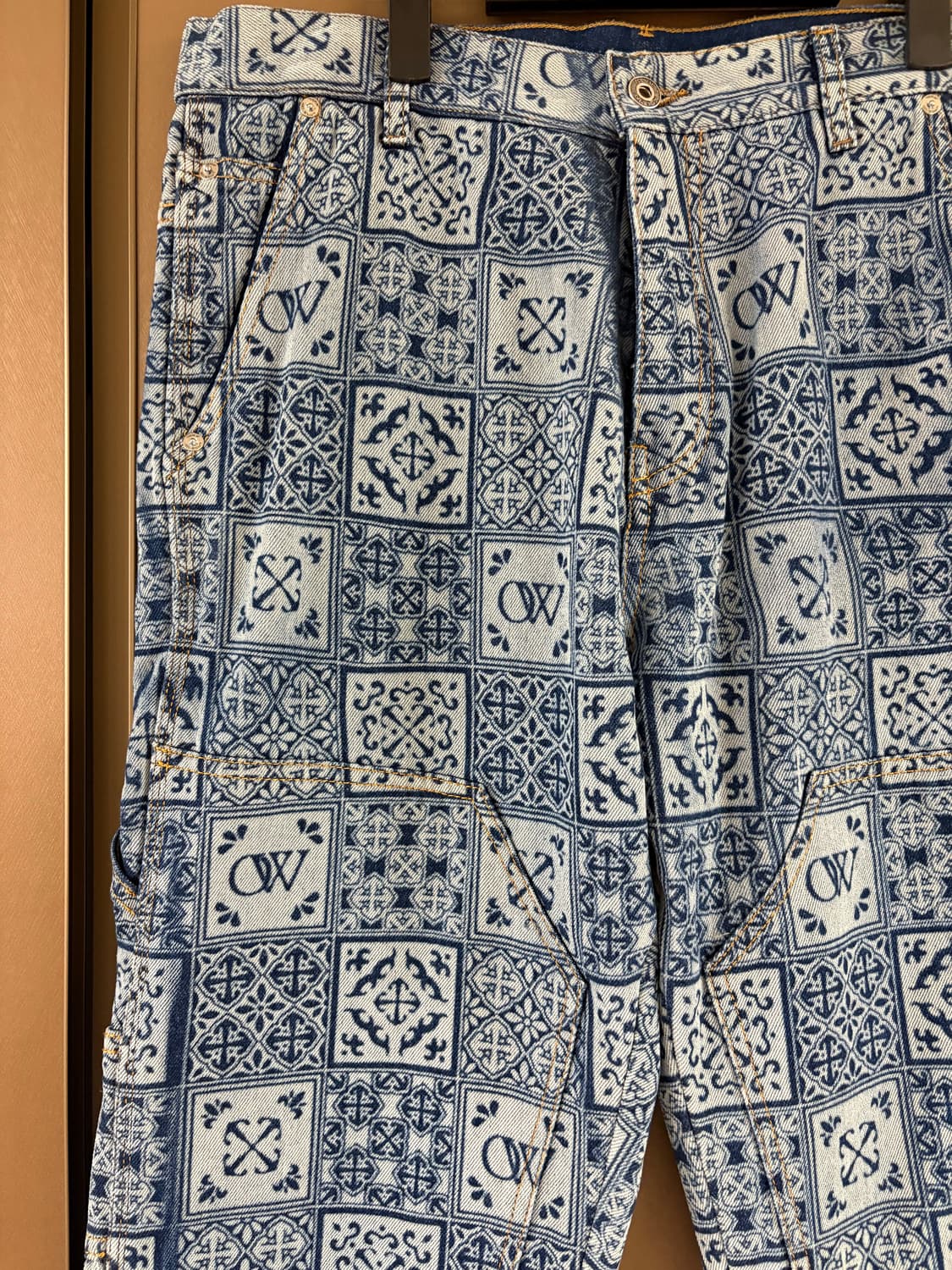 오프화이트 타일 데님팬츠 상품이미지4