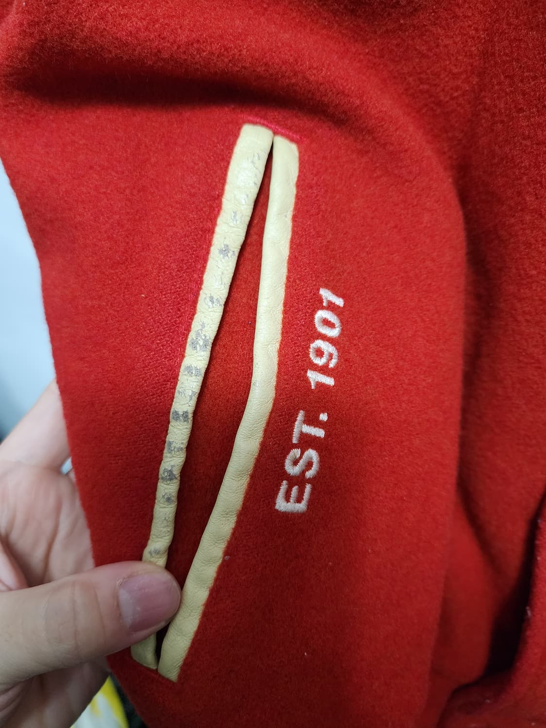 90s 마제스틱 x MLB 보스턴 레드삭스 리얼레더 바시티자켓 상품이미지7