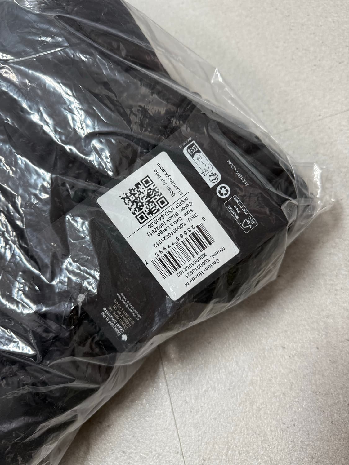 아크테릭스 세륨 후디 블랙 XL 25fw 상품이미지2