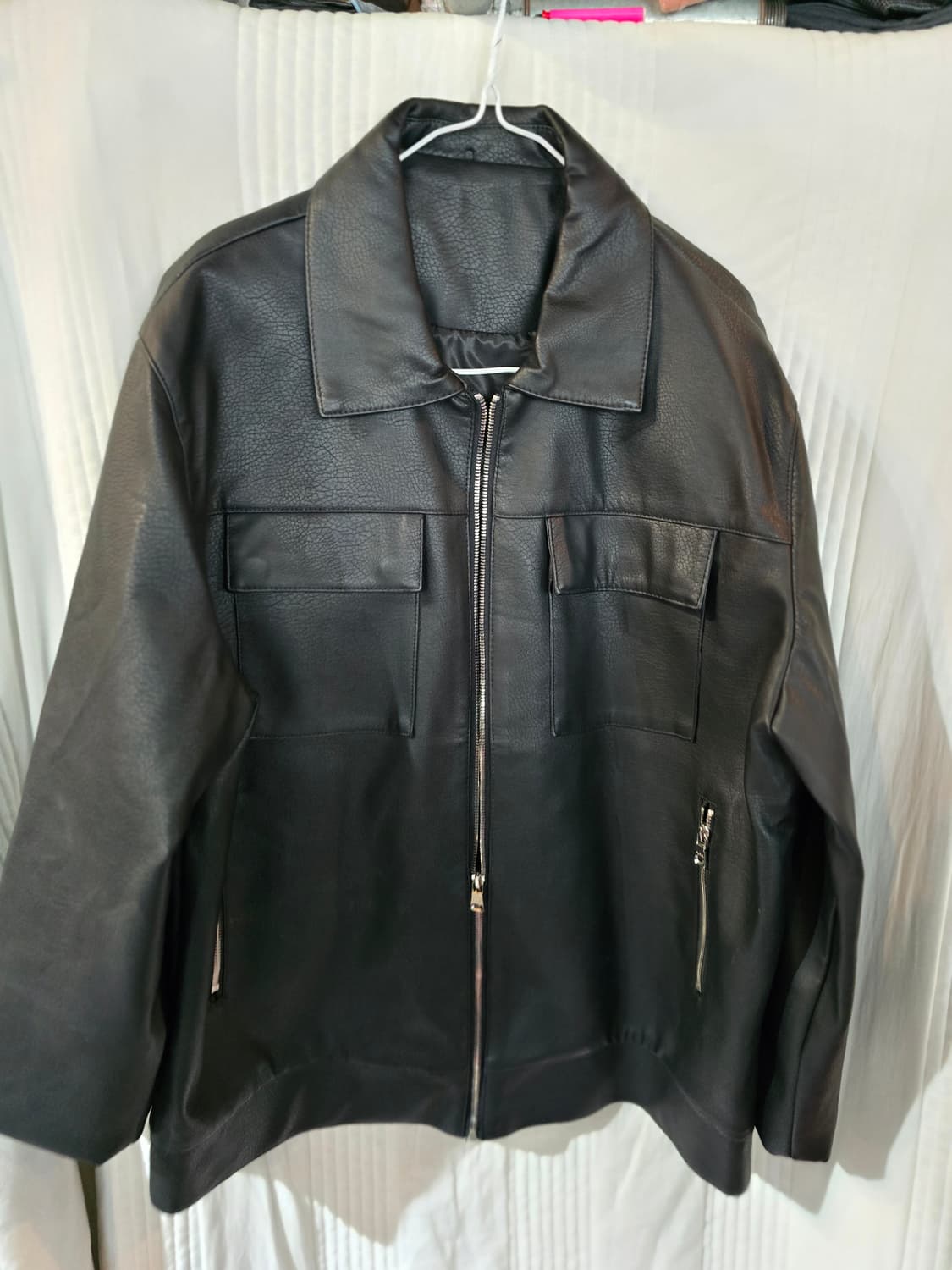 블랙 인조 가죽 자켓 점퍼 상품이미지2