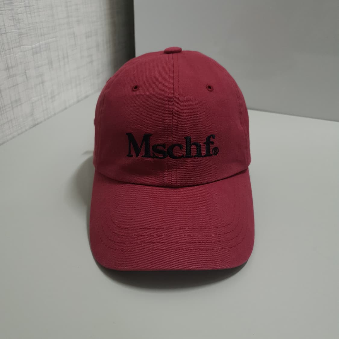 OS) 미스치프 Mschf 자수 로고 볼캡 모자 버건디 희귀 상품이미지1