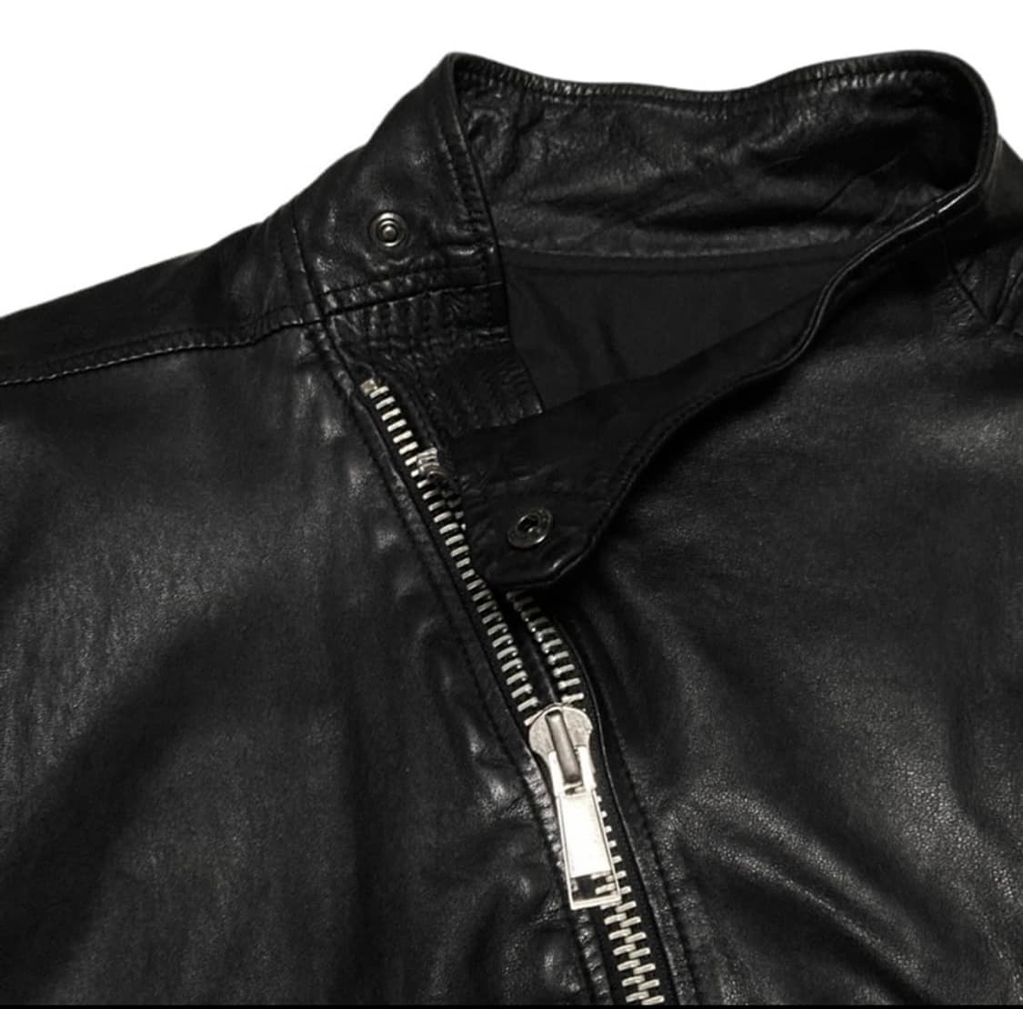 릭오웬스맛 양가죽 하이넥 사선 블랙 자켓 상품이미지6
