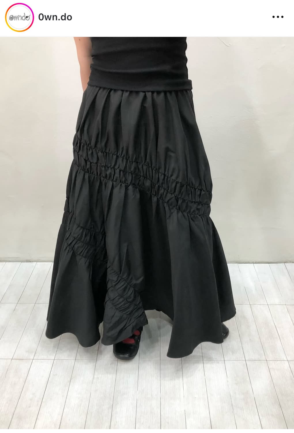 Black shirring long skirt 상품이미지2