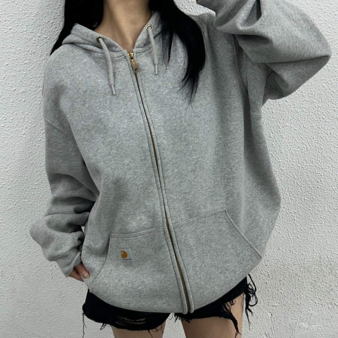 칼하트 로고 그레이 후드집업 L 상품이미지1