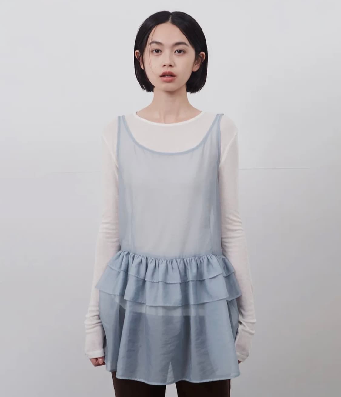 오헤시오 쉬어 레이어드 미니 드레스 블루 상품이미지1
