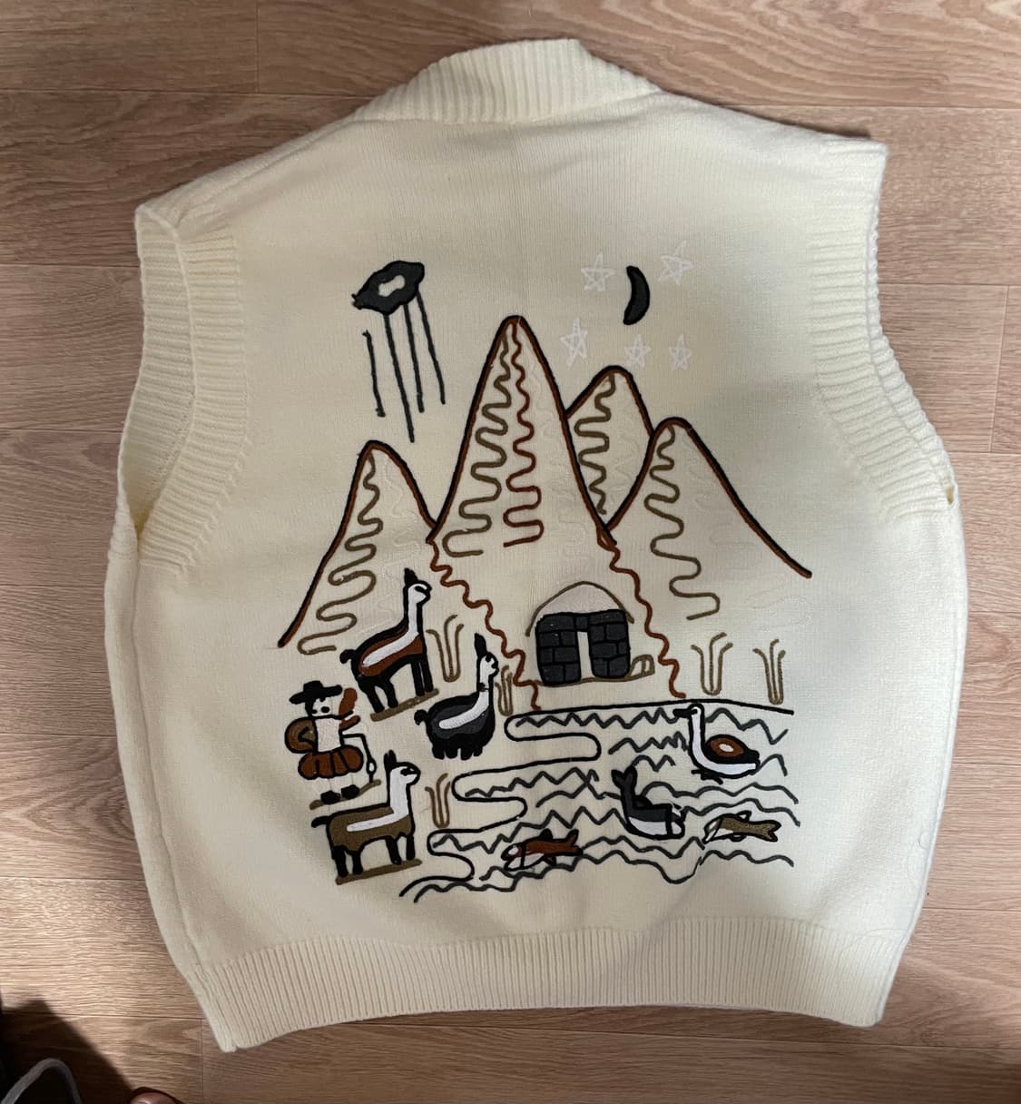 아메카지 모리걸 빈티지 스타일 니트 조끼 상품이미지2