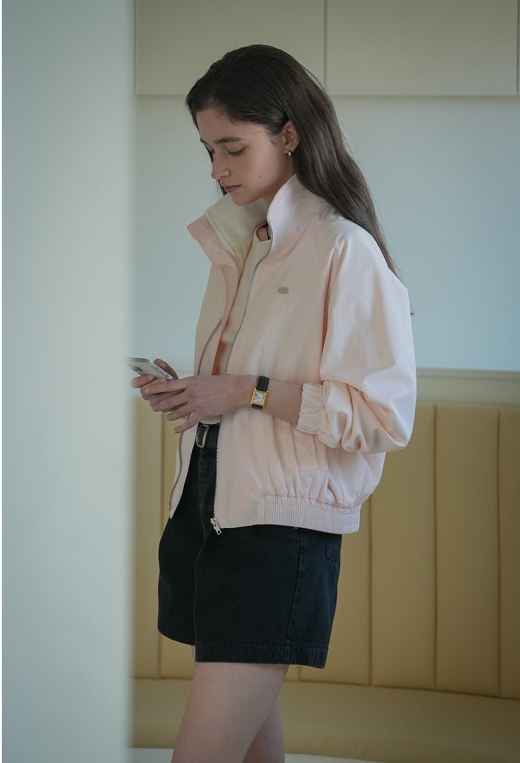 택달린새상품) 노운베러 하이넥 아노락 점퍼 바람막이 핑크 상품이미지2