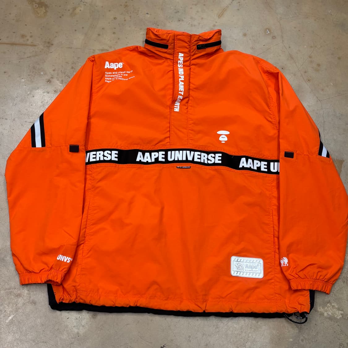 XXL 새상품 Aape 에이프유니버스 오렌지 내장후드 아노락 상품이미지2