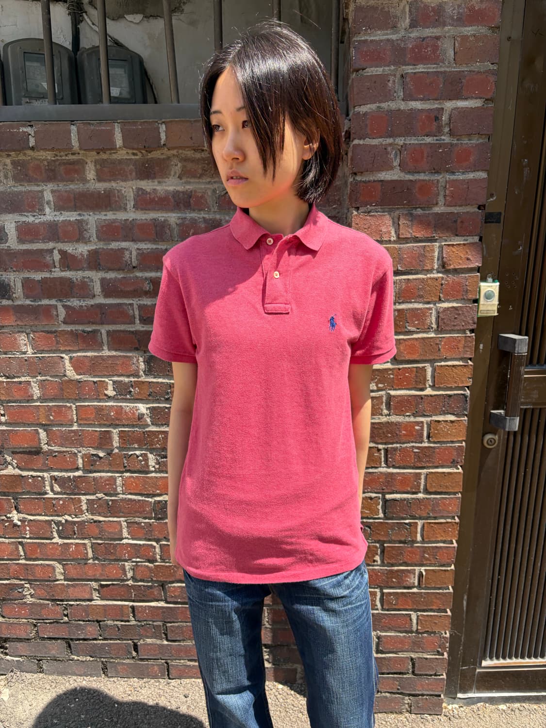 Polo Ralph Lauren 핑크 카라 반팔 티셔츠 S 상품이미지1