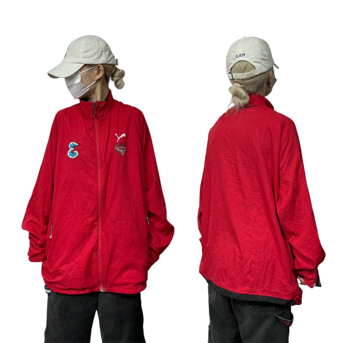 푸마 레드 오버핏 바람막이 자켓 XL 상품이미지1