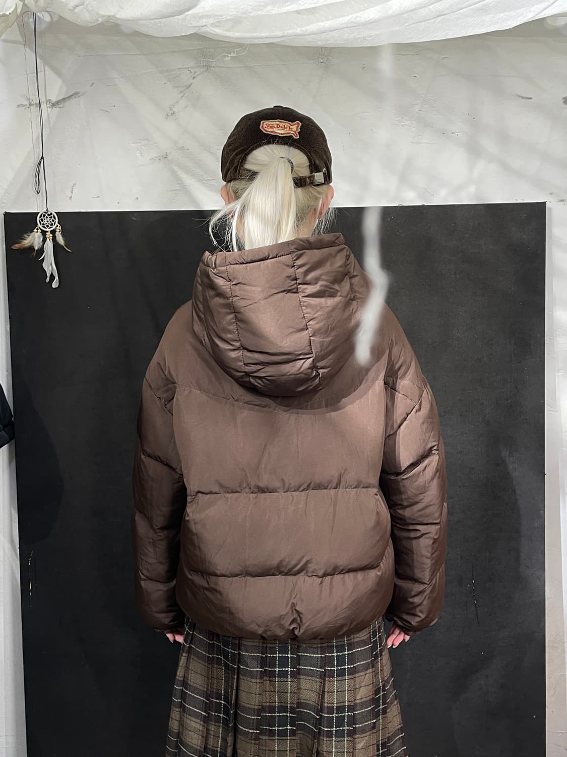 일본빈티지 Retrogirl 브라운 크롭 후드 패딩 M 상품이미지5