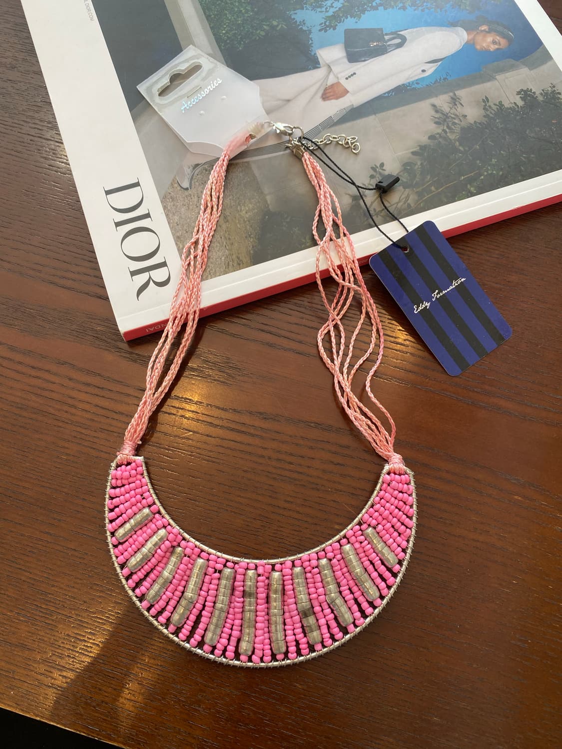 핑크 비즈 주얼리 목걸이 인도 빈티지 상품이미지4