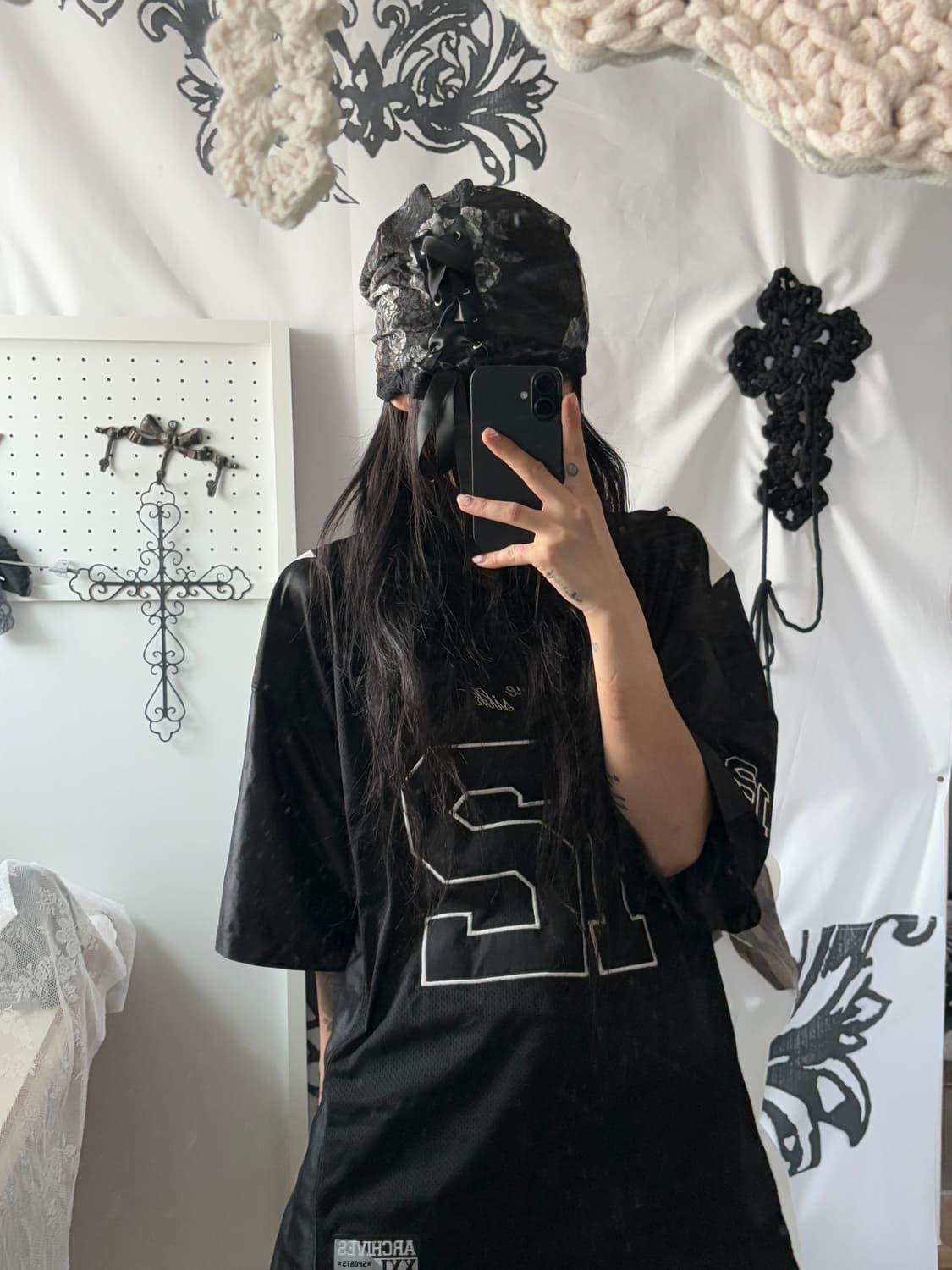  black rose lace eyelet beanie 상품이미지2