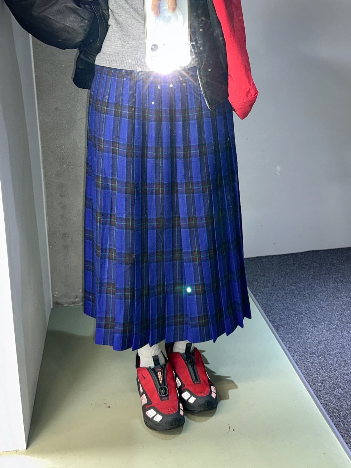 blue check pleats skirt 상품이미지5