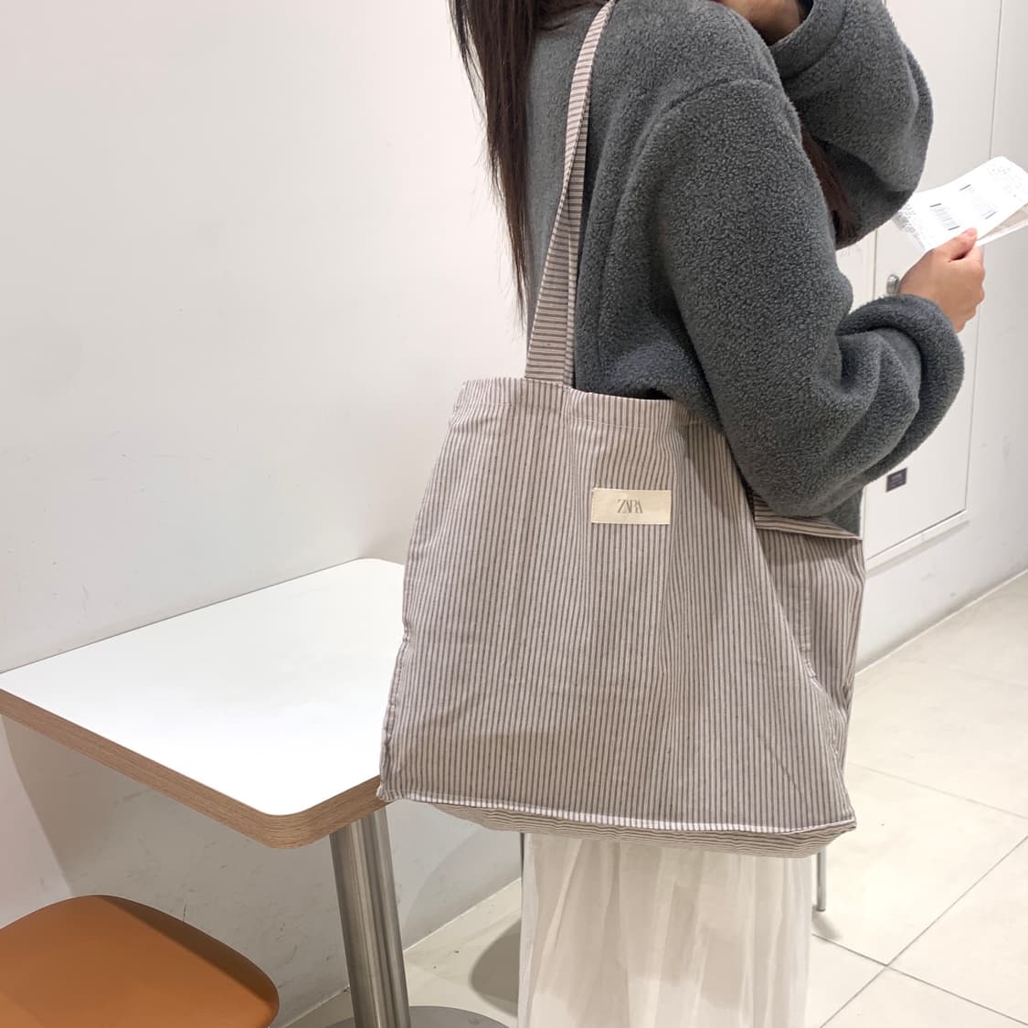 <새상품>ZARA 자라 스트라이프 에코백 자라 가방 토트백 여행가방 상품이미지2