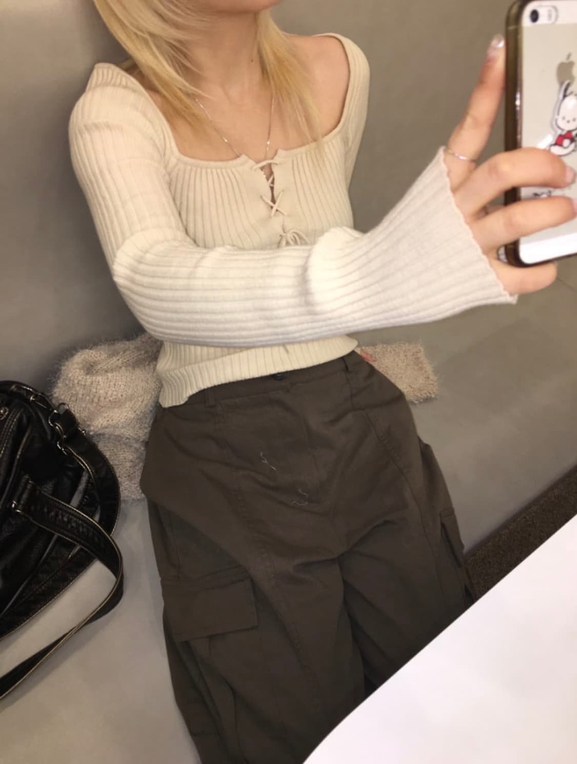 아워캐비넷 ribbon golgi knit 베이지 상품이미지2